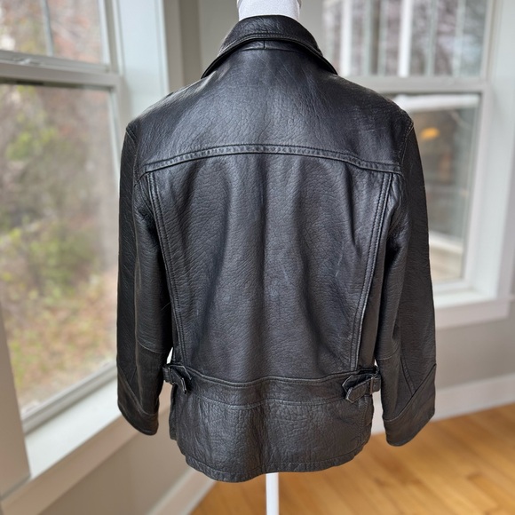 Vintage Rainforest Black Leather Jacket Quilted Lining Buckle Details Medium - Picture 4 of 10